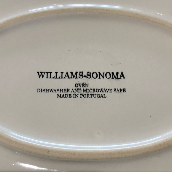 Williams Sonoma Platter 13” Off White Cream Tan Brown Band Edge Spring Easter - Picture 7 of 8
